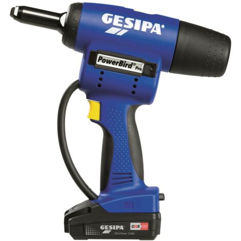 Gesipa Akku-Blindniet-Setzgerät PowerBird Pro Gold Edition  +  1 Akkupack 18 V Li-Ion, 2 Ah  +  Ladegerät  +  L-Boxx