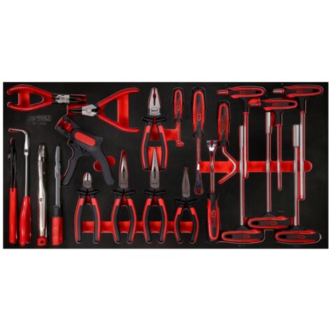 KS Tools T-Griff-Winkelstiftschlüssel- / und Zangen-Satz in Schaumstoffeinlage, 24-tlg. (1/3)