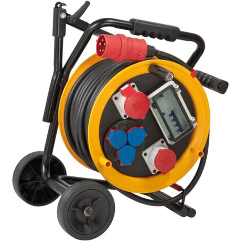 Brobusta Avvolgicavo CEE Industriale Con Carrello - 30m Cavo H07RN-F 5G4,0, 400V/32A, 5 Prese, IP44