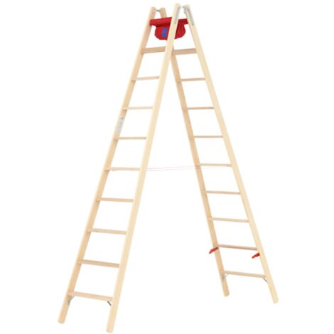 Hymer Holz Stufenstehleiter mit Textiltasche 2x10 Stufen