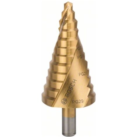 Bosch Stufenbohrer HSS-TiN, für Kabelverschraubung, 6 - 37 mm, 10 mm, 93 mm, 12 Stufen