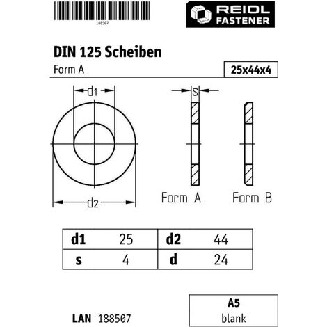 Dönges Unterlegscheibe DIN 125, Edelstahl A2, Innendurchmesser 8,4 mm