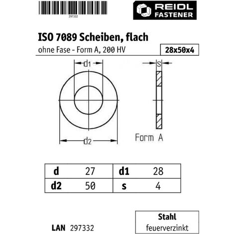 Unterlegscheiben DIN 125 - M5 Form A ohne Fase A2 100 Stück, € 1,27