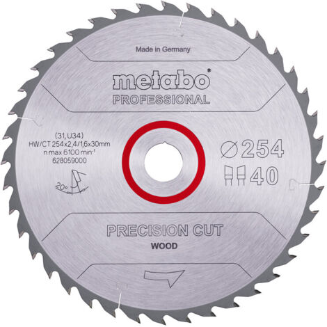 Metabo Sägeblatt "precision cut wood - professional", 254x2,4/1,6x30, Z40 WZ 20°