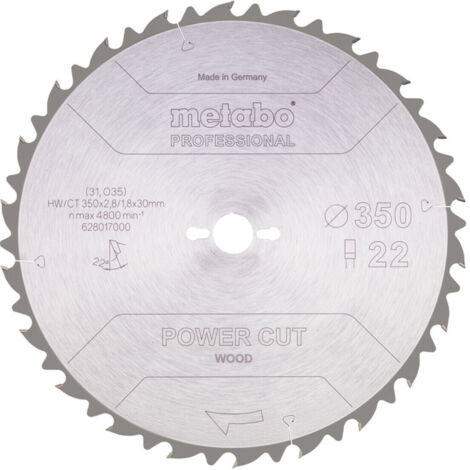 Metabo Sägeblatt power cut wood - professional, 350x30, Z22 FZ 22° (1/3)