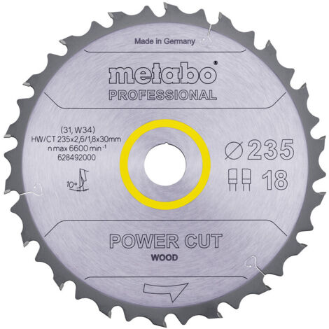 Metabo Sägeblatt power cut wood - professional, 235x30, Z18 FZ/FA 10° (1/3)