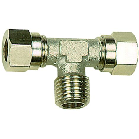 Riegler T-Einschraubverschraubung, R 1/8 a., Rohr-Außen-Ø 6 mm, MS vern. (1/3)
