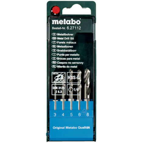 Metabo HSS-G-Bohrerkassette, 5-tlg. E 6,3 (1/3)
