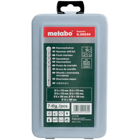Metabo SDS-plus Classic-Bohrersatz 7-teilig Ø 5, 6, 8 mm, L=110 mm / Ø 6, 8, 10, 12 mm