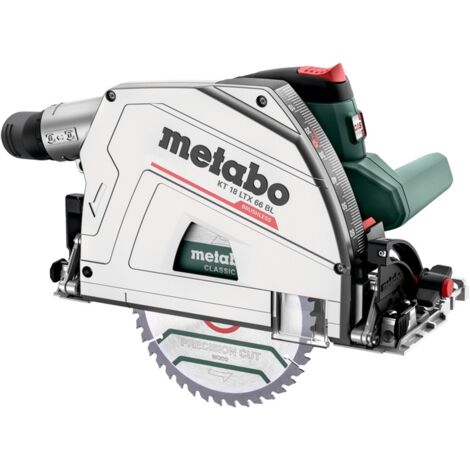 Metabo Akku-Tauchkreissäge KT 18 LTX 66 BL, incl. 2x Akku LiHD 8 Ah, Schnellladegerät, Zubehör, metaBOX