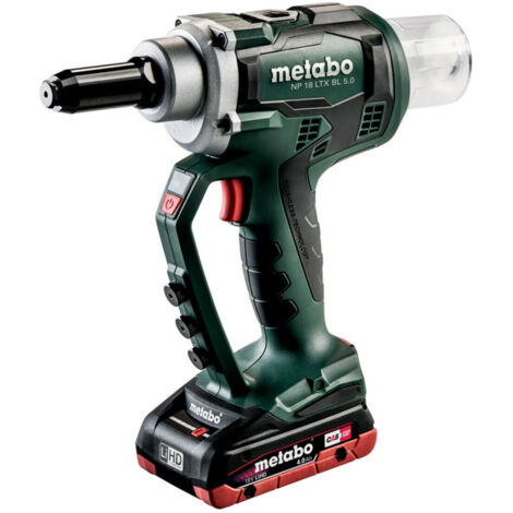 Metabo Akku-Blindnietpistole NP 18 LTX BL 5.0 metaBOX 145 L 18V 2x4Ah LiHD + ASC 55