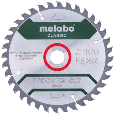 Metabo PRECISION CUT WOOD CLASSIC 628659000 Kreissägeblatt 160 x 20 x 1.4 mm Zähneanzahl: 36 1 St. (1/4)