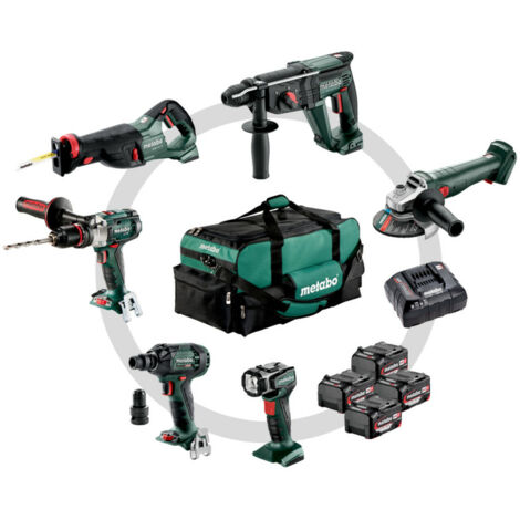 Metabo Akku Combo Set Bauhandwerk 6.1, SB 18 LTX Impuls + KH 18 LTX 24 + W 18 L 9-125 Quick + ASE 18 LTX + SSW 18 LTX 300 BL + ULA 14.4-18 LED, Werkze