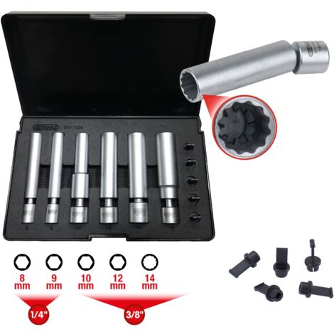 KS Tools 1/4 + 3/8 Spezial-Glüh- und Zündkerzen-Stecknuss-Satz mit Gelenk, 11-tlg (1/5)