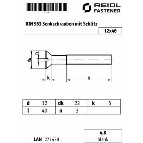 DIN 601 Stahl 4.6 / 4.8 verzinkt M 12x40 - Sechskantschrauben mit