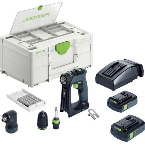 Festool – Akku-Bohrschrauber 18V – 2x 3,0Ah – Brushless-Motor – Drehmoment 22Nm für Hartholz – Inklusive CENTROTEC Werkzeugfutter (1/5)