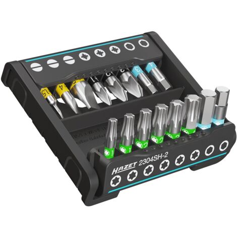 Hazet SmartHolder mit 16 Bits, kurz 1/4 (6,3 mm) Sechskant massiv, Schlitz Profil, Pozidriv Profil PZ, Innen TX Profil, 16-tlg., PZ1 - PZ3, 3 - 6 mm, (1/4)