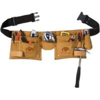 TOOLVIZION QP Werkzeuggürtel mit 2 Veloursleder-Taschen, inkl. Gürtel