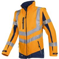 Sioen SIOEN Warnschutz Softshelljacke Malden mit abnehmbaren Ärmeln Gr. 4XL leuchtorange/marine