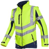 Sioen SIOEN Warnschutz Softshelljacke Malden mit abnehmbaren Ärmeln Gr. 4XL leuchtgelb/marine