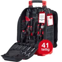 Wiha Mechaniker Werkzeugrucksack 41-tlg. I mit Mechaniker Grundausstattung I stabiler Standboden I mit Laptopfach I Taschen für Zubehör (45529)
