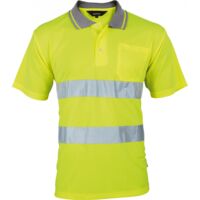Triuso Vizwell VWP1B Warnschutz-Poloshirt Gr. 2XL leuchtgelb/marine