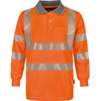 Triuso Vizwell Warnschutz-Langarmpolo VWPS32 Gr. 4XL leuchtorange/marine