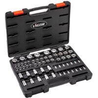 VIGOR Steckschlüsseleinsatz Satz, 1/4 (6,3 mm) Vierkant hohl, 3/8 (10 mm) Vierkant hohl, 1/2 (12,5 mm) Vierkant hohl, Außen TORX Plus Profil, Innen