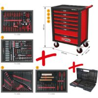 KS Tools RACINGline SCHWARZ/ROT Werkstattwagen mit 7 Schubladen und 515 Premium-Werkzeugen