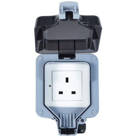 WiFi Waterproof Outdoor Socket 1 Gang 13A Wall Socket with Timer, IP55 Rated Weatherproof Power Electric Plug Sockets for Garden & External Electrical Outlet