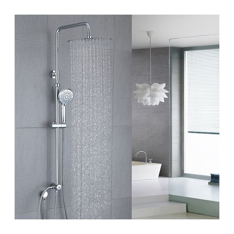 Duschset Garo Duschsystem Duschsäule ohne Armatur Chrom Regendusche Duschsäule 