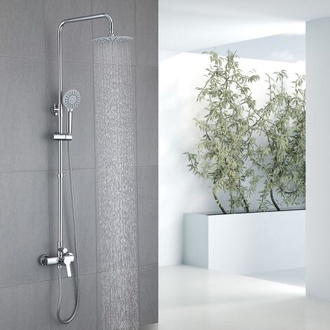 Chrom Temperatur Duscharmatur Duschsystem Regendusche Duschset mit Handbrause DE 
