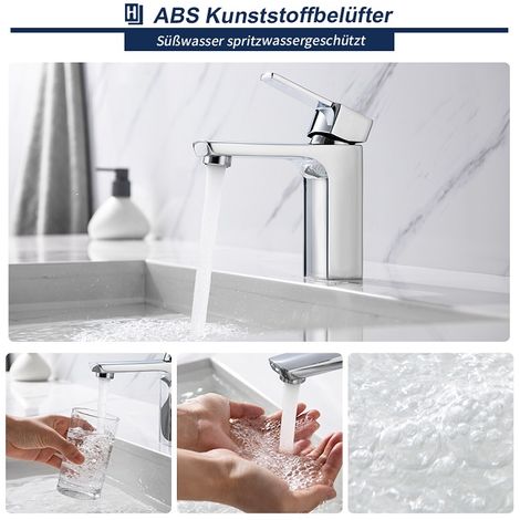 Badarmatur Einhand Waschtischbatterie Wasserhahn Bad Waschtischarmatur Kalt Warmwasserhahn Homelody