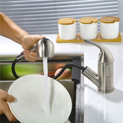 Spültisch Wasserhahn Ausziehbare Einhebelmischer Küchenarmatur mit Handbrause
