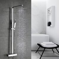 Duschsystem Regendusche mit Thermostat Duschset Duschpaneel Duscharmatur inkl. Überkopfbrause Handbrause Regenbrause