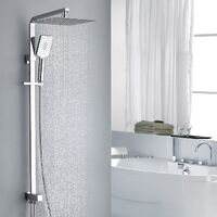 Duschsystem Regendusche Kopfbrause aus 304 Edelstahl inkl. verstellbare Duschstange Handbrause Dusche ohne Armatur Duschset Duschsäule für Badezimmer