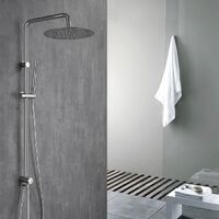 304 Edelstahl Duschset Duschsystem Regenduschset mit Handbrause und Kopfbrause Höhenverstellbare Duschstange Duschsäule für Badezimmer