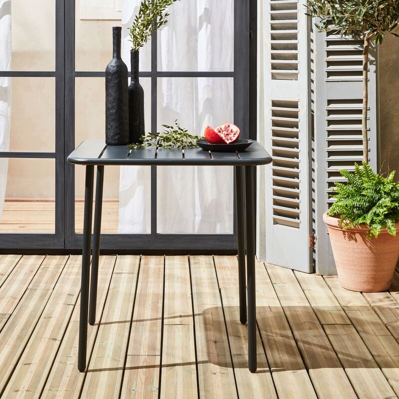 Tavolo da giardino in metallo a 2 posti, antracite, Amelia, 70x70cm