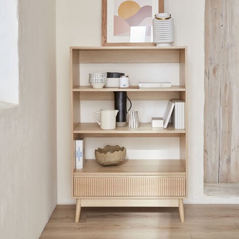 Libreria Mensole Scaffale Parete Design Moderna Legno Metallo 3 Ripian –  Vicco