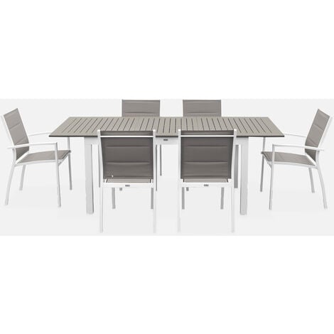 Set tavolo da giardino allungabile in alluminio, 6 posti