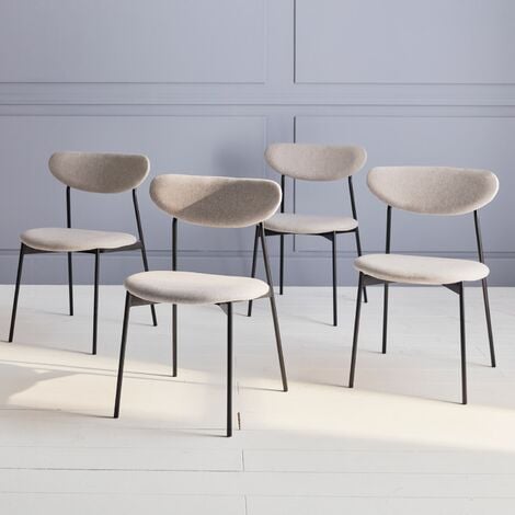 Set di 4 sedie - Arty - Scandinave e vintage, seduta e schienale grigio  chiaro, gambe in acciaio