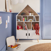 Libreria scaffale casa per bambini - Tobias - Legno massello in pino  naturale bianco - 3 livelli, 8 scomparti