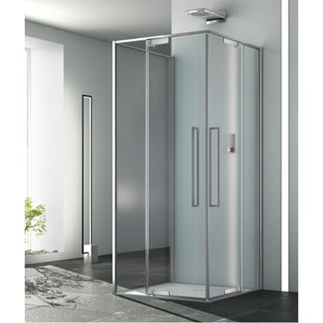 ZEN - Porta doccia scorrevole trasparente vetro 8 mm H 200 cm simil-acciaio