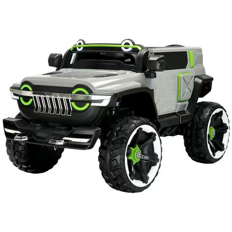AUTO ELETTRICA PER BAMBINI MACCHINA JEEP 2 POSTI 4WD 12V CON TELECOMANDO USB MP3 GRIGIA