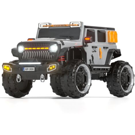 AUTO ELETTRICA PER BAMBINI MACCHINA SUV JEEP 2 POSTI 4WD 12V CON TELECOMANDO USB MP3 GRIGIA