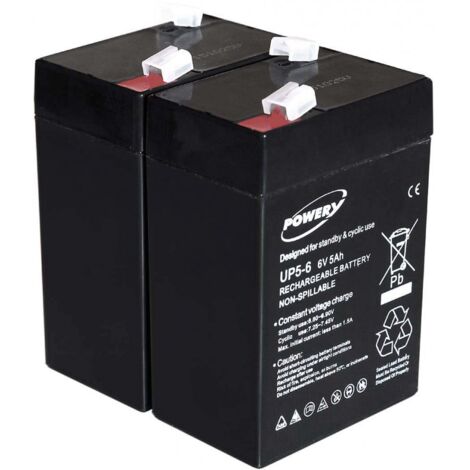 Powery Batería de GEL para FIAMM FG10451 6V 5Ah (Reemplaza también 4Ah 4,5Ah)