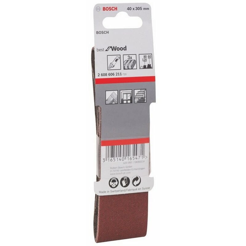 Bosch Bande abrasive X440 Best for Wood and Paint, 100 x 610 mm, grain 80,  3x