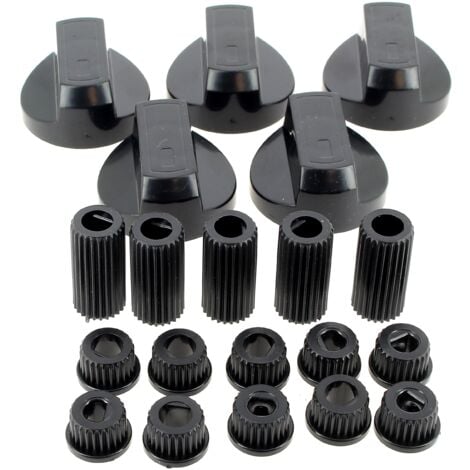 Lot de 5 boutons de commande universels pour fours et cuisinières Isolation thermique Noir 