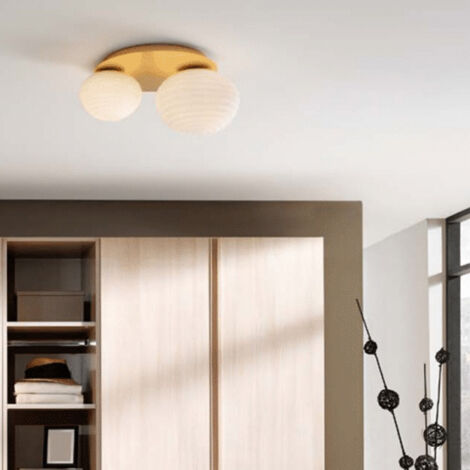 Plafonnier 2 Globes Relief Ciao Laiton Mat (1/4)