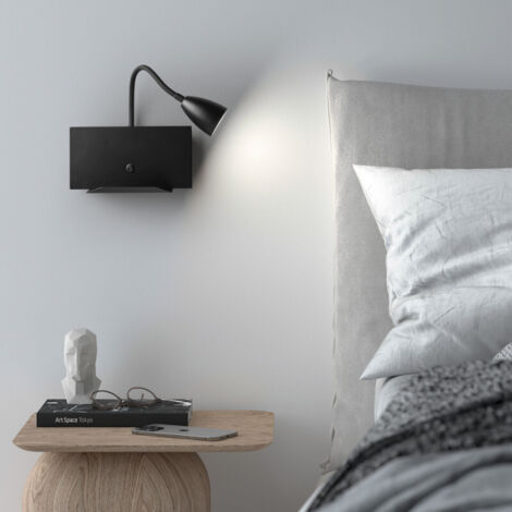 Applique tête de lit Tura métal noir et port USB C (1/3)